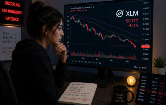 A trader analyzing XLM